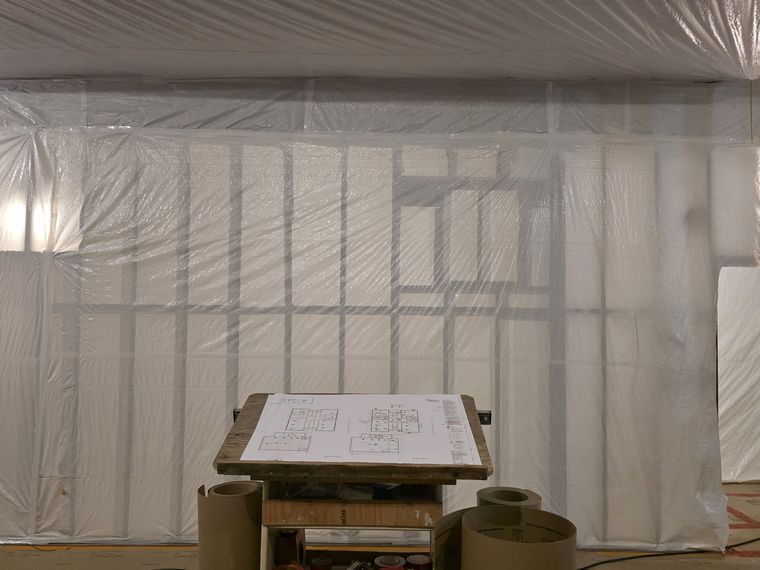 Containment chamber set up for hazardous materials abatement