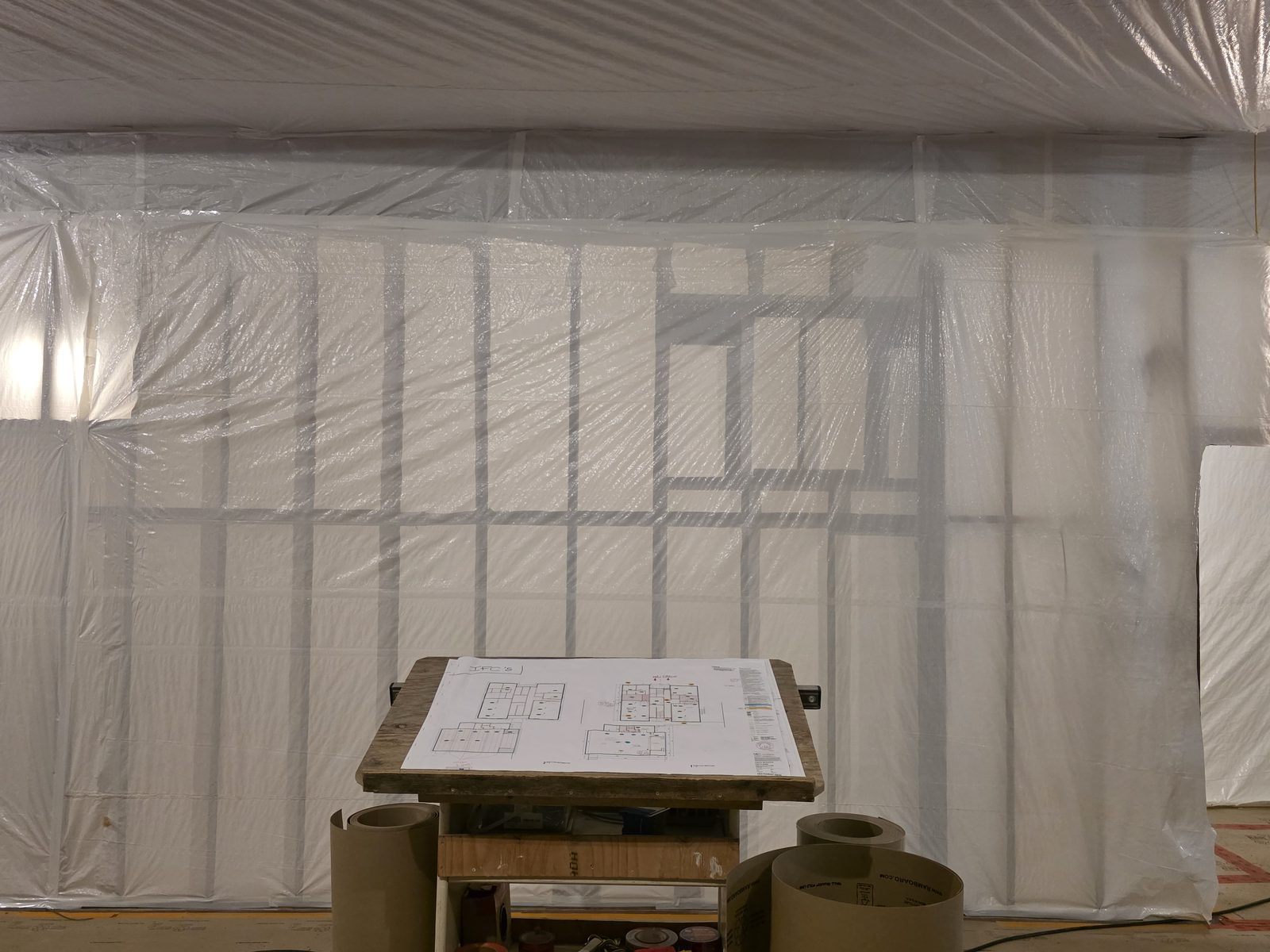 Asbestos abatement containment work area set up by Apex Eco Solutions